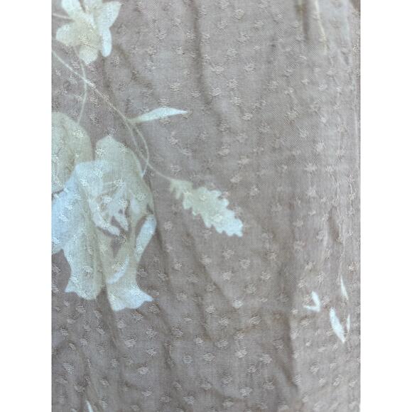 Calista Tiered Midi Dress, Lightweight, Light Brown, Floral, Textured, Sz L - Picture 5 of 6